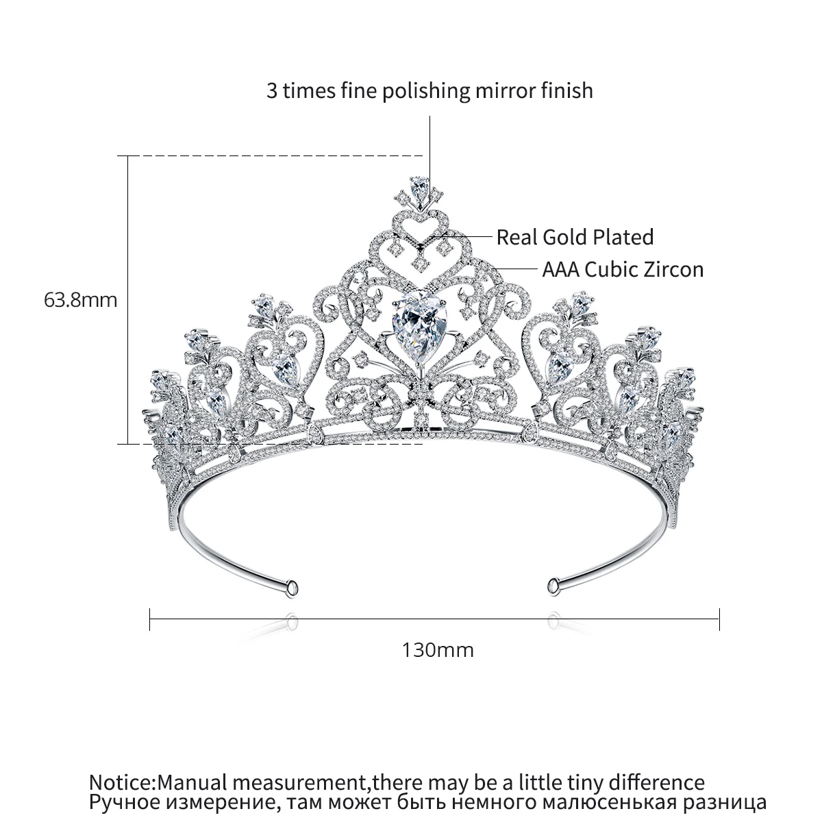 LUOTEEMI Gorgeous Clear Cubic Zirconia Crowns Royal Queen King Headwear Tiaras for Bridal Pageant Prom Diadem Hair Accessories