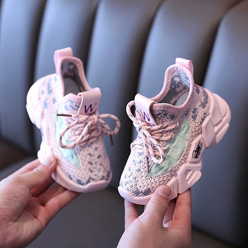DIMI 2021 Spring Chidren Shoes Boys Girls Breathable Knitting Sport Shoes Soft Non-Slip Casual Fashion Kids Sneakers