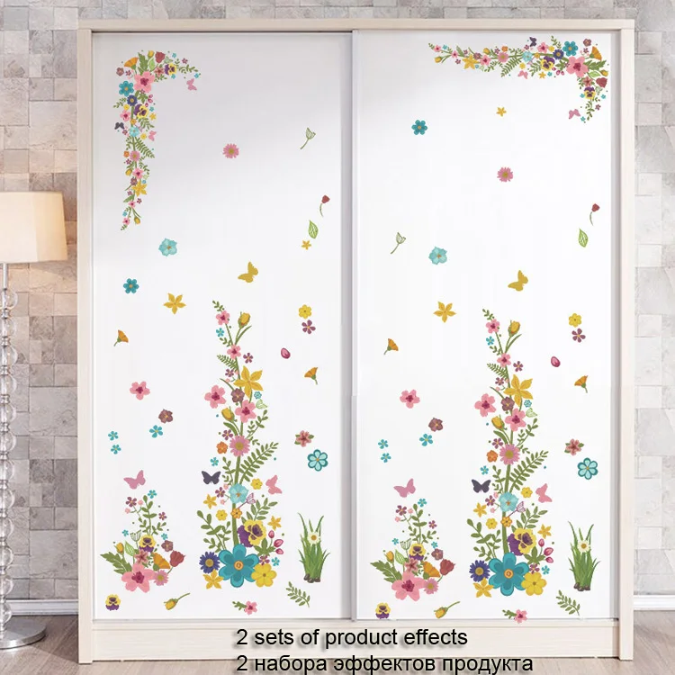 Bunte Blumenrebe Wandaufkleber Schlafzimmer Wohnzimmer Hintergrund Wandbild Heimdekoration Verschönern Sie die Tapete abnehmbare Kunstaufkleber – Detail 3