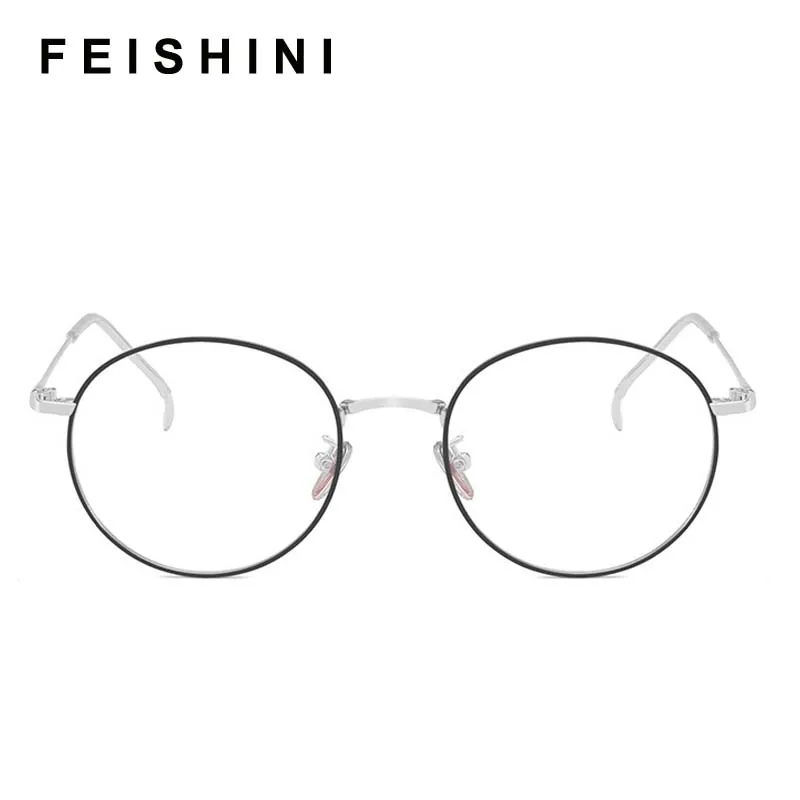 Feishini Boutique Computer Glasses Men Rays Radiation Gamin Eyewear Frames Metal Unisex Anti Blue Light korea Glasses Women