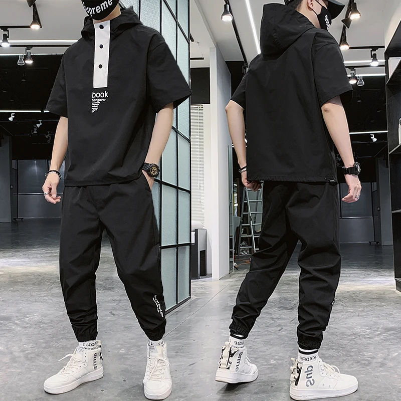 

Spring Korean Male Two-piece Sports Pants Casual Suit Sportswear Man's Sets New Streetwear 2020 Tracksuit Men Hip Hop Suits