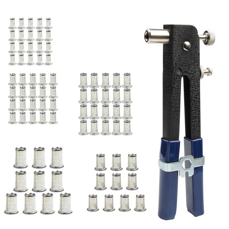 100/150/165/210pcs M3-M12 Multi Flat Head Metric Thread Blind Rivet Nut Insert Rivnut Nutsert Screw