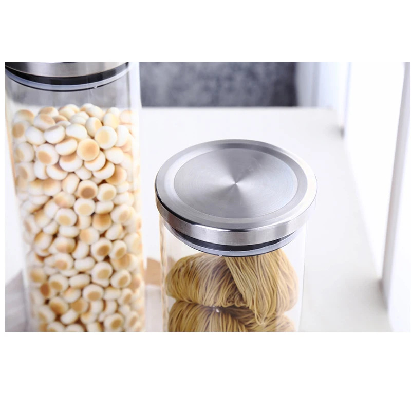 Glass Jars with Stainless Steel Cover, Container for Cereals, Spice Jars, Storage Tank, Food Contain, Coffee Bean