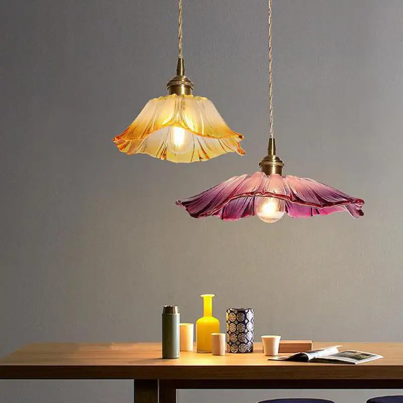 

Nordic Restaurant Flower Pendant Light Modern Coffee Shop Pendant Lamp Bedroom Bedside Bar Fresh E27 Hang Lamp