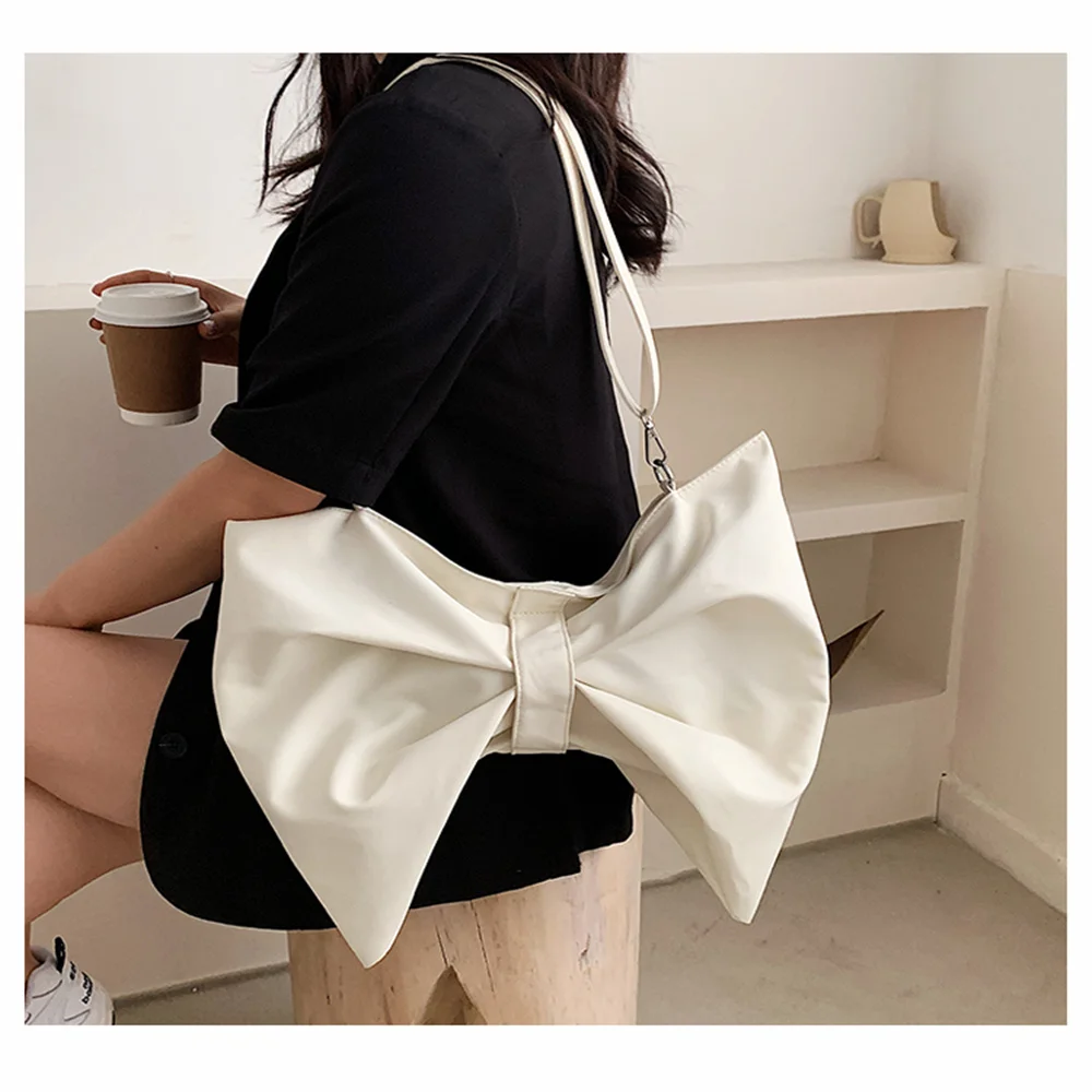 Cute Lolita Canvas Bag Girls Bow Design Japanese Diagonal Single Shoulder Bag Large Capacity Bow Kawaii Red Pink Black Lo Bags