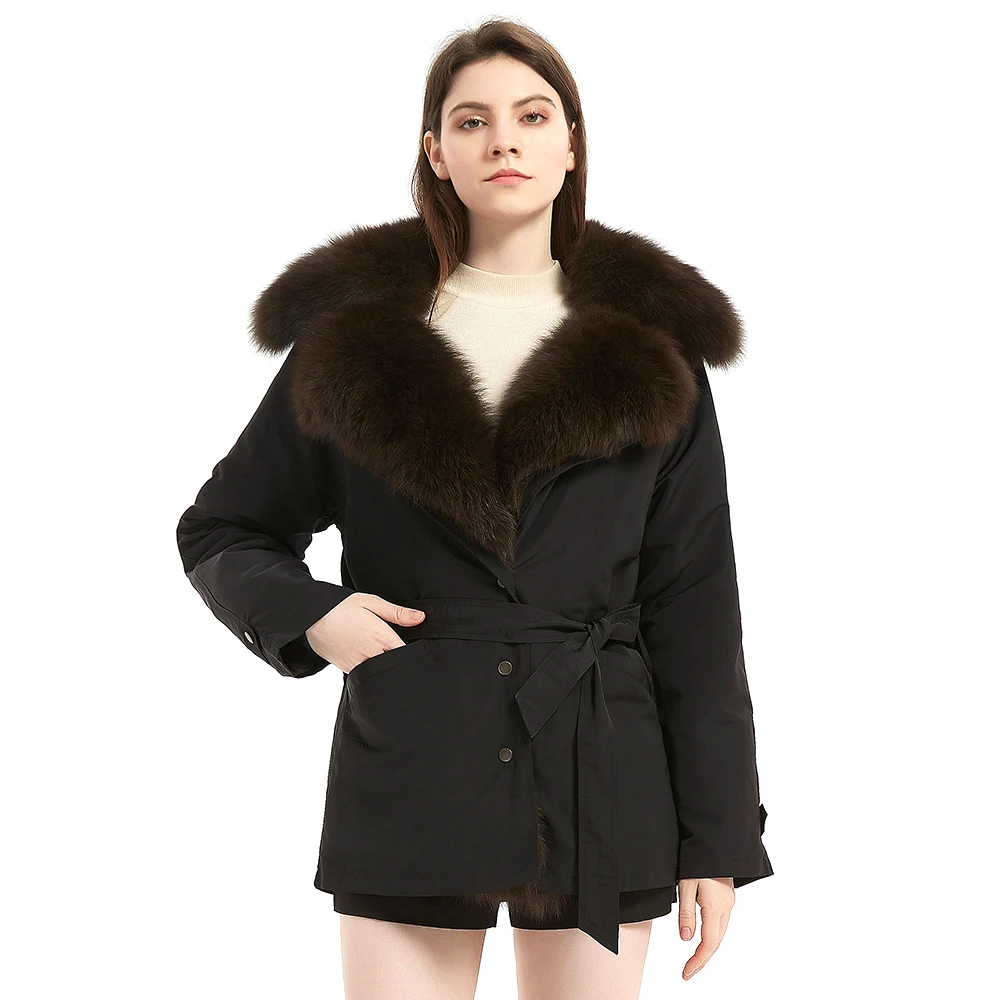 Mao Maokong 2021 winter jacket women\'s new natural real fox fur coat parka coat rabbit fur lining short slim jacket