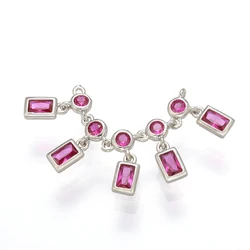 ZHUKOU 14x37mm Brass Cubic Zirconia purple Crystal Necklace Chain for Women's Necklace Bracelet Jewelry Accessories Model:VL26