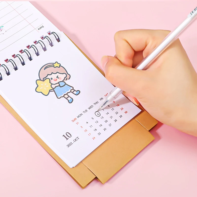 New Cartoon Little Desk Calendar 2021-2022 Schedule Plan Perpetual Calendar Mini Desk Calendar Dec Stationery School Supplies