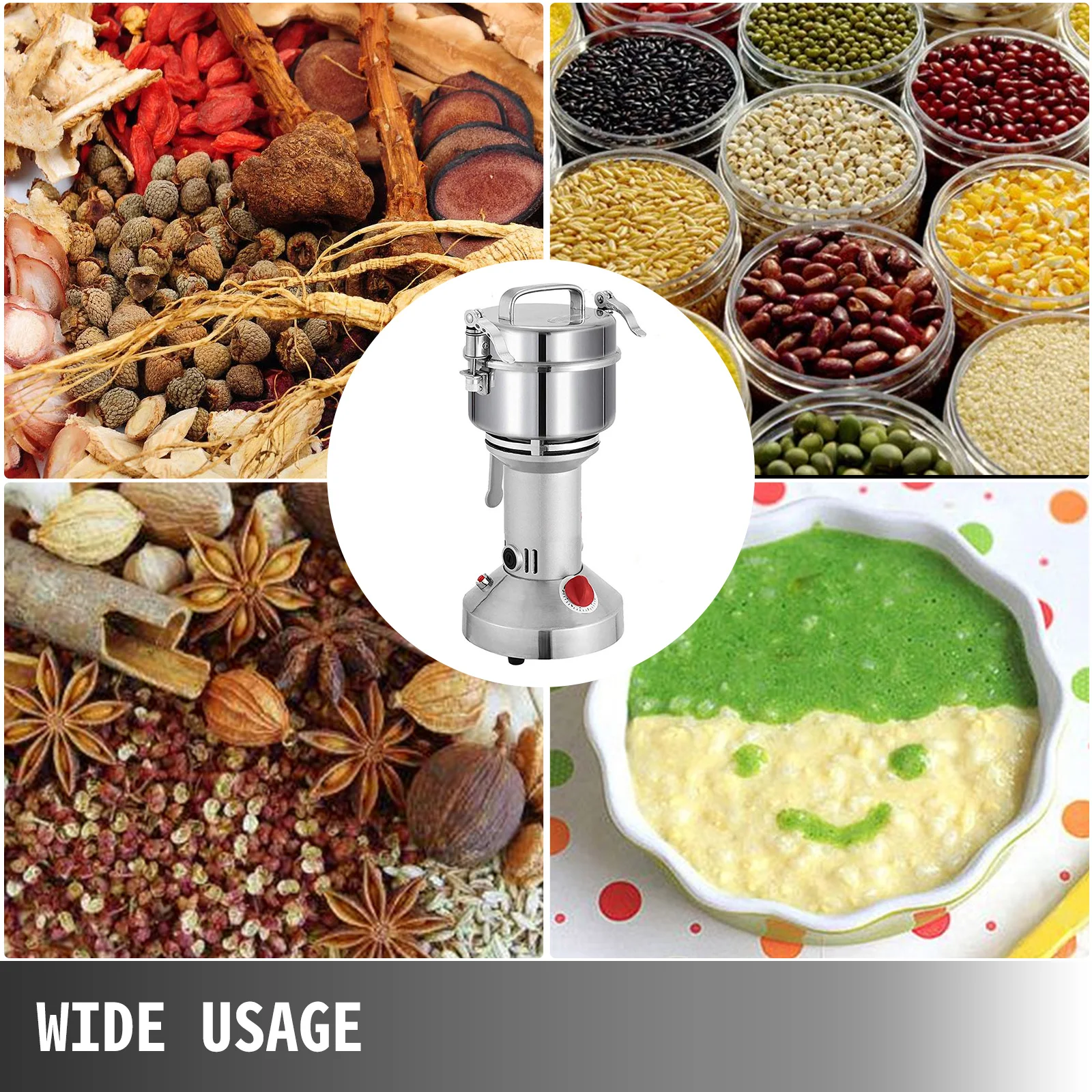 VEVOR 350G Electric Grain Coffee Grinder Stainless Steel Grinding Machine for Crushing Wheat Herb Soybean Millet Corn