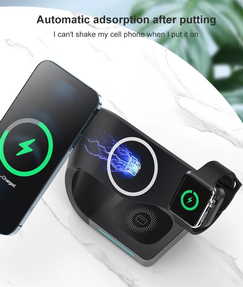 Magnetic 4 In 1 Wireless Charger Dock For IPhone 13 12 Pro Max Mini 15W Qi Fast Charging Station For AirPods 3 Apple Watch 7 6 5