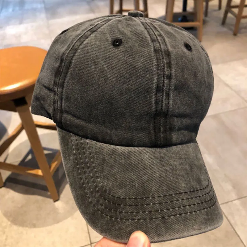 

Ladies Soft Top Caps All-match Japanese and Korean Style INS Washed Solid Color Baseball Cap Simple Men's Outdoor Cowboy Hat