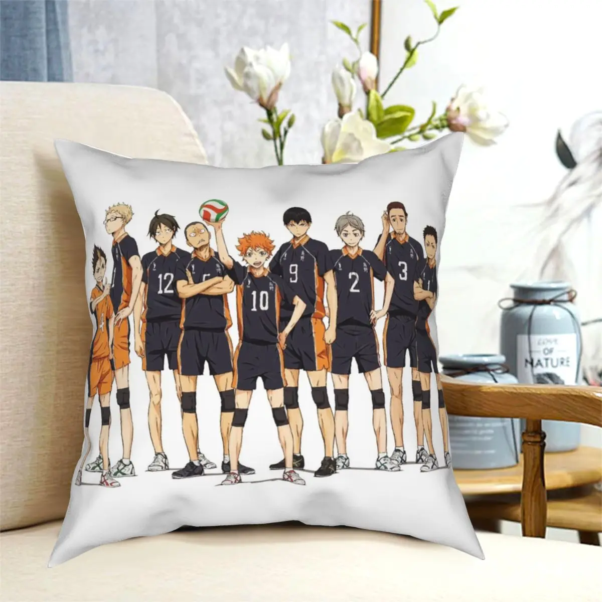 Haikyuu!! Karasuno Square Pillowcase Polyester Pattern Decorative for Sofa Cushion Cover