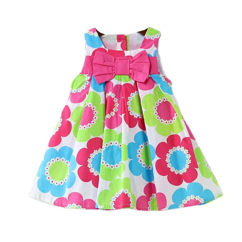 New Summer Baby Girls Floral Dress with cap European Style Designer Bow Children Dresses Kids Clothes 3-8Y