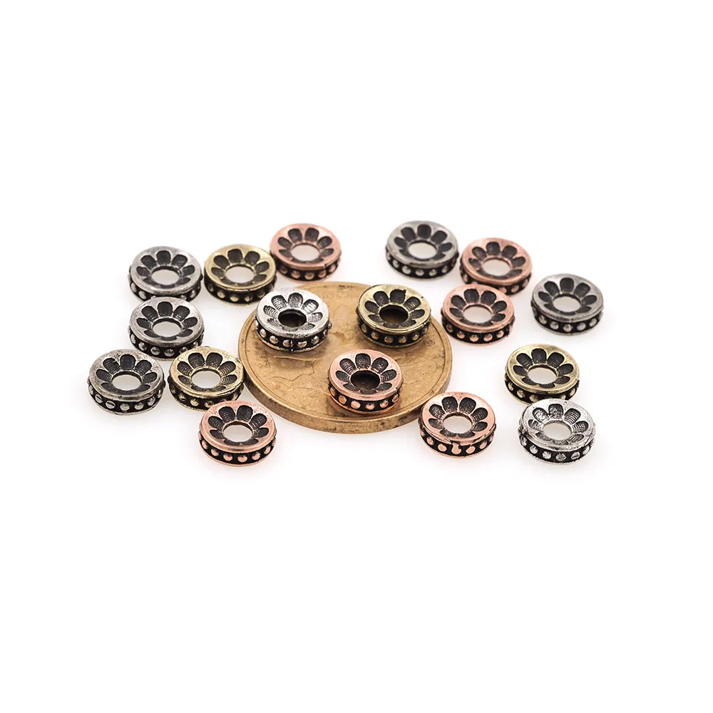 

10pcs Antique Flat Round Spacer Beads, Beaded Accessories, DIY Jewelry Bracelet Necklace Production Supplies 7.2x2.2MM