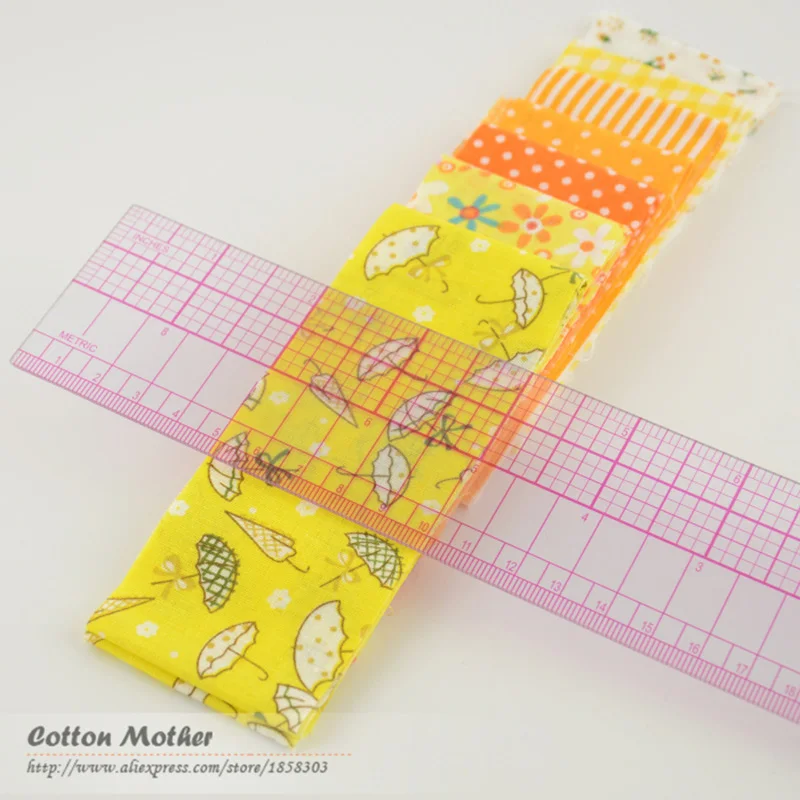 100% Cotton Fabric Strips Yellow Theme Sets 5cmx100cm 7 PCS/Lot Jelly Roll for Sewing Toys Tildas Quilting Patchwork Crafts