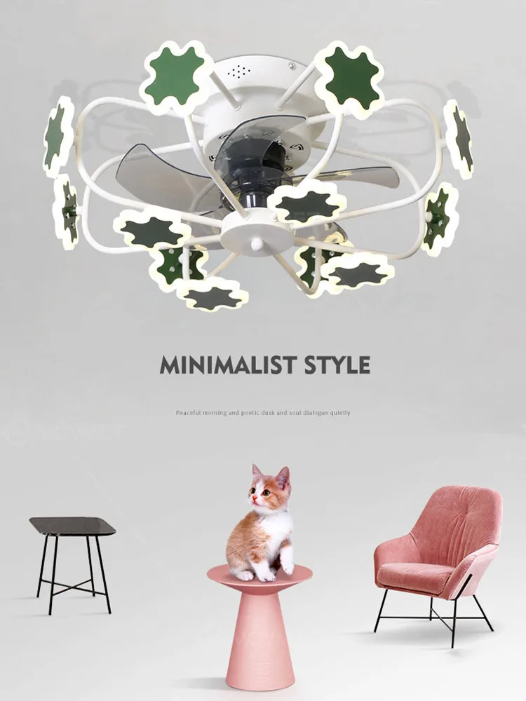 

New design invisible ceiling fan with lighting, dining room with remote control, bedroom LED lighting