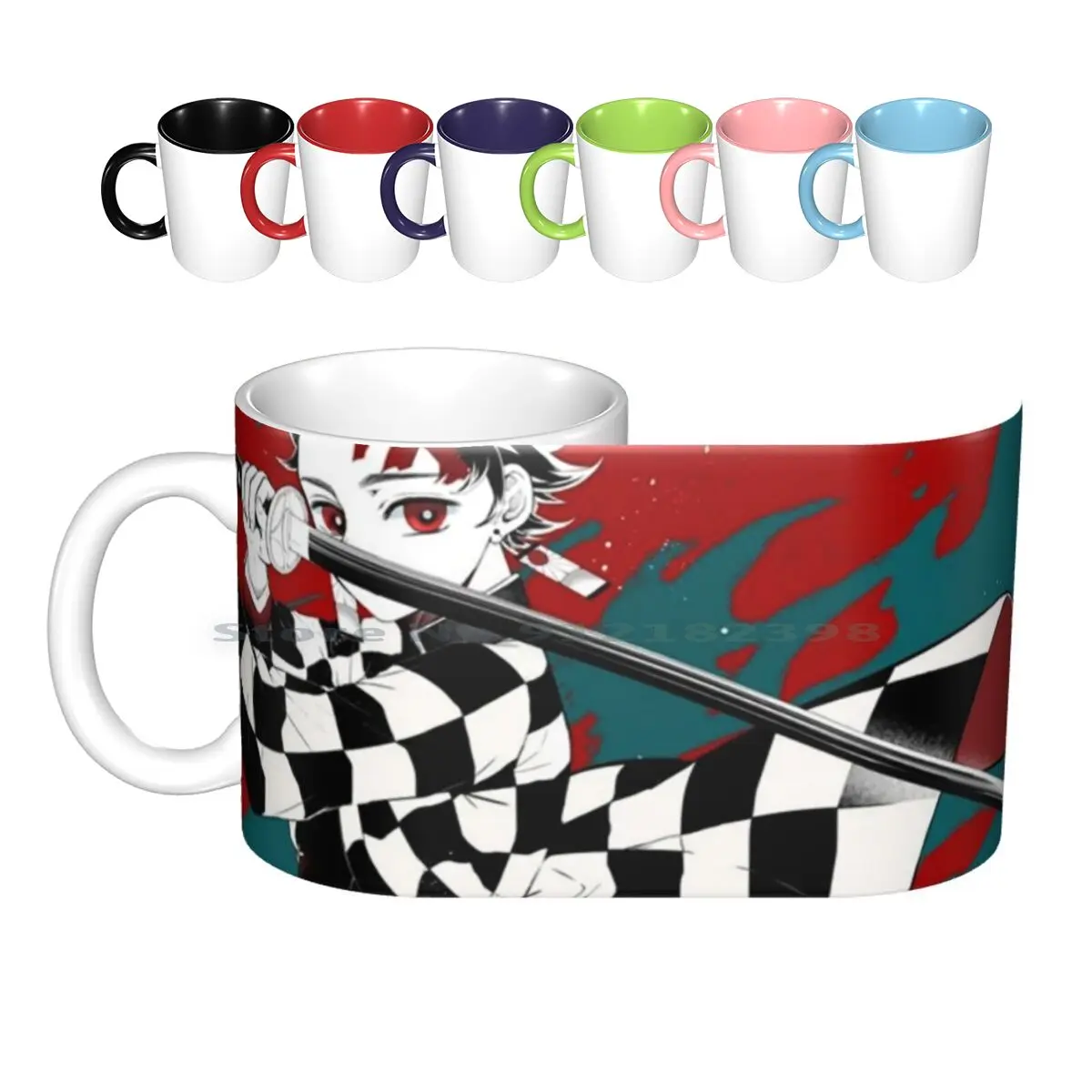 Demon Tanjiro Background Ceramic Mugs Coffee Cups Milk Tea Mug Demon Anime Tanjiro Kimetsunoyaiba Manga Nezuko Creative