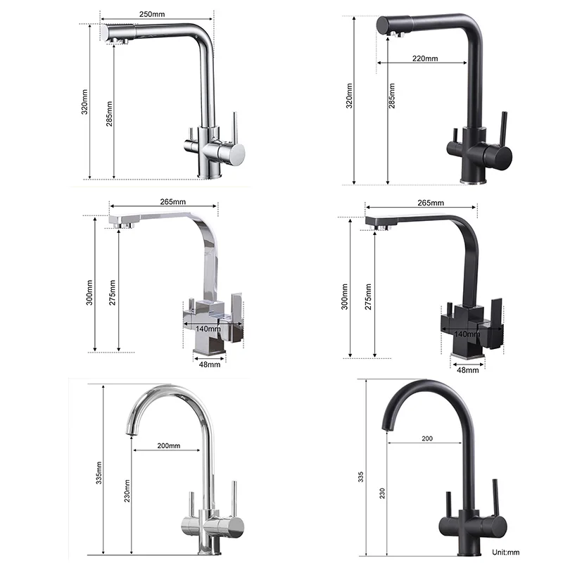 ROVOGO 3 in 1 Drinking Water Faucet, Purified Kitchen Faucet Cold and Hot Mixer Taps, RO System Water Filter Faucet