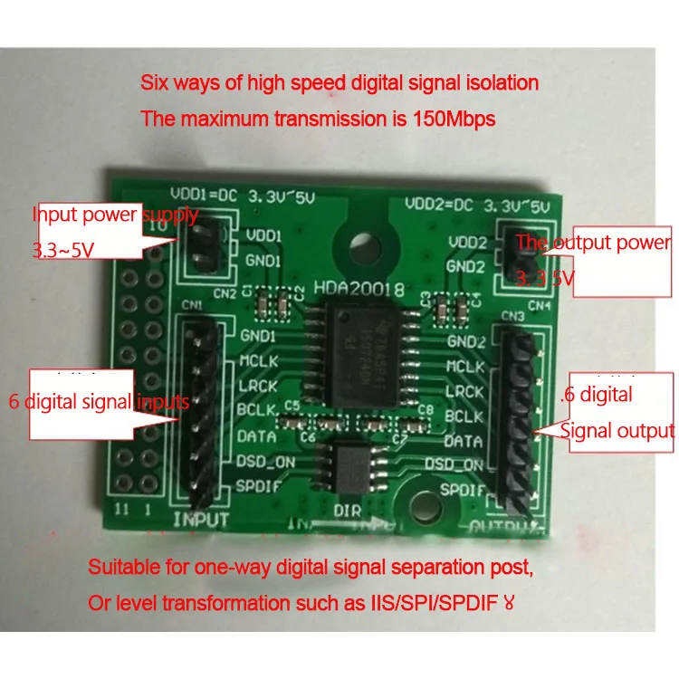 High-speed Digital Signal Isolation IIS/I2S/SPI/Italien Amanero Digital Interface Signal Isolation