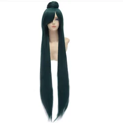 HAIRJOY  Pluto Meiou Setsuna Green Cosplay Wig with Detachable Bun 100cm Long Straight Synthetic Hair