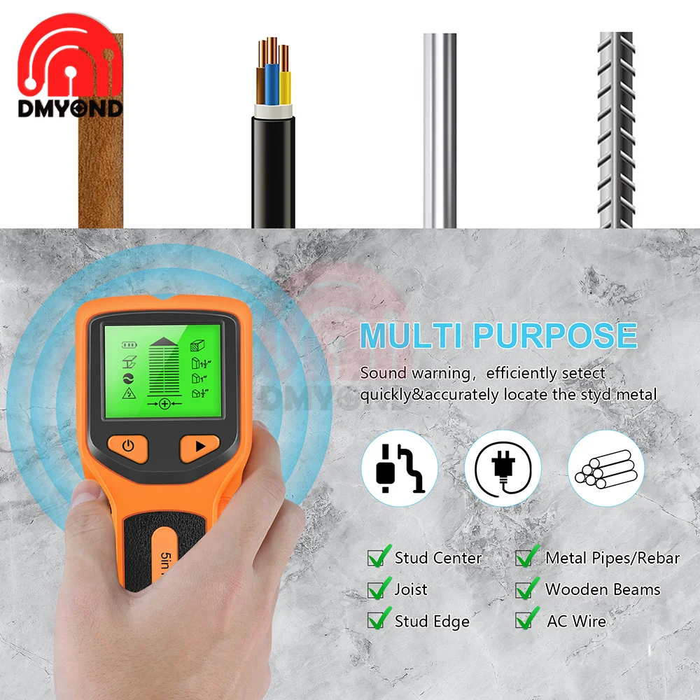 Stud Detector De Parede Eletrônica, Finders De Metal Multifuncionais, Handheld Wood Finder, Instrumento De Medição, 5 em 1