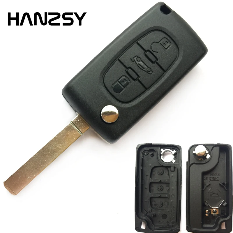 3 button Car Remote key Shell Fob For PEUGEOT 406 407 308 408 307 Partner Flip Folding Key Case Cover CE0536 HU83/VA2 Blade