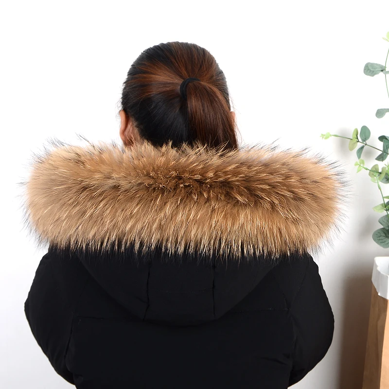 5A quality natural fur collar Winter Real Natural Raccoon Fur Collar for hat High Quality Raccoon Fur Fashion Coat Collar