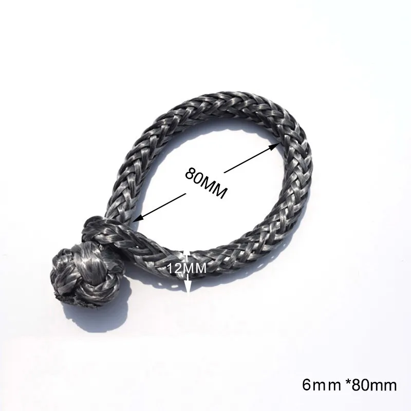 Free Shipping Grey 6mm*80mm Synthetic Rope Shackle,Soft Shackles for Yacht,Winch Shackle Recovery Soft Grip