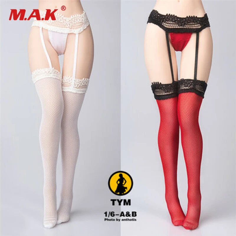 1/6 TYM024 Woman Sling Fishing Net Stockings Underwear Lace Garter Stockings Set in stock