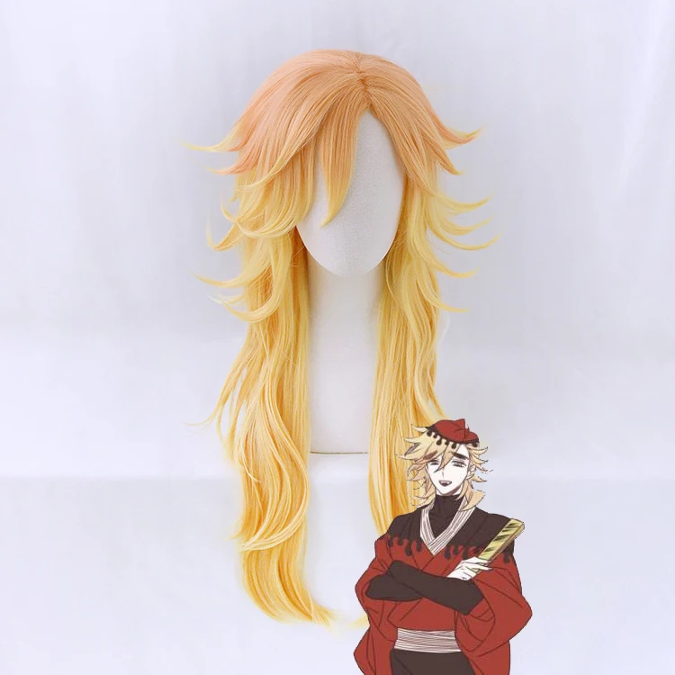 Peluca de Cosplay de Demon Slayer Douma para mujer, pelo largo Rubio, Kimetsu no Yaiba, Moons de demonio, pelo dorado de Halloween para hombre