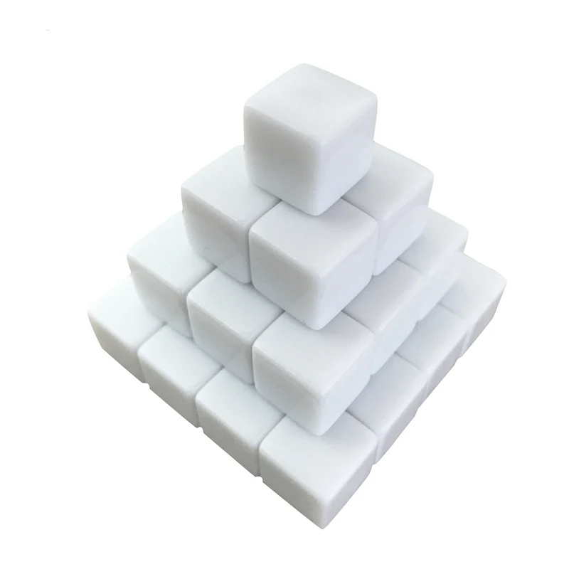 Wholesale 20Pcs/Lot 12mm Dice White Blank Square Corner Dice Set Can Write And Carving Children Teaching Instruments Boardgame