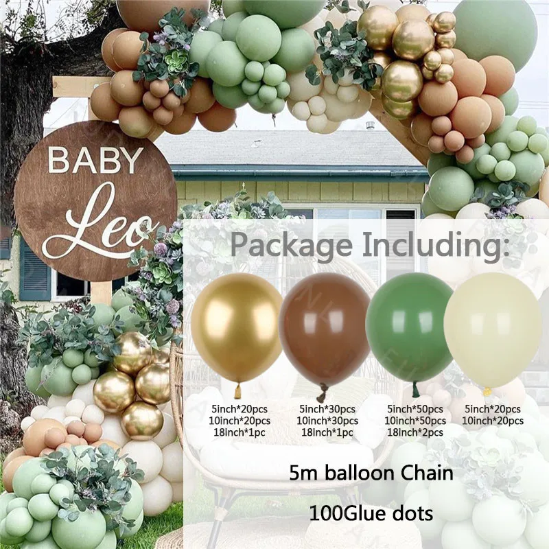 246pcs Avocado Green Forest Jungle Theme Balloons Set For Decorations Arch Garland Kit Baby Shower Birthday Wedding Globos Gifts