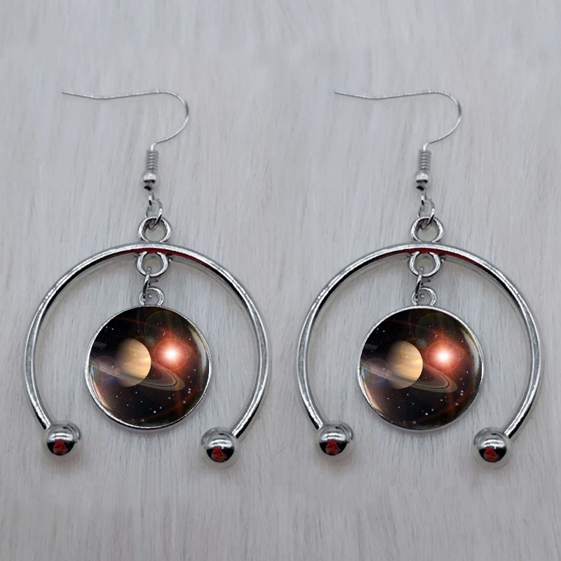 Moon Earrings Solar System Planets Star Stud Earrings Galaxy Nebula Space Universe Earth Sun Mars Jupiter Saturn Fashion Jewelry