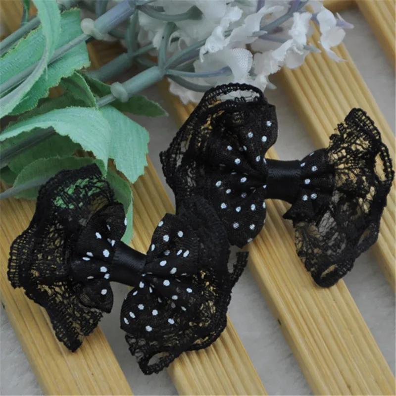 40Pcs Lace Organza Ribbon Bows Flowers Wedding Decoration Applique A088