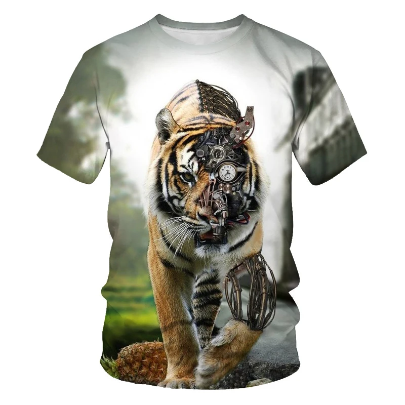 Animal tiger 3d printing fashion men\'s and women\'s T-shirt casual O-neck loose men\'s clothing breathable hip-hop T-shirt for men