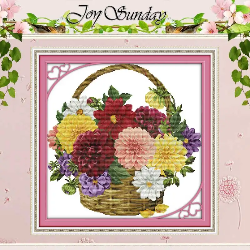 Colorful Chrysanthemum Patterns Counted Cross Stitch Set DIY 11CT 14CT 16CT Stamped DMC Cross-stitch Kit Embroidery Needlework