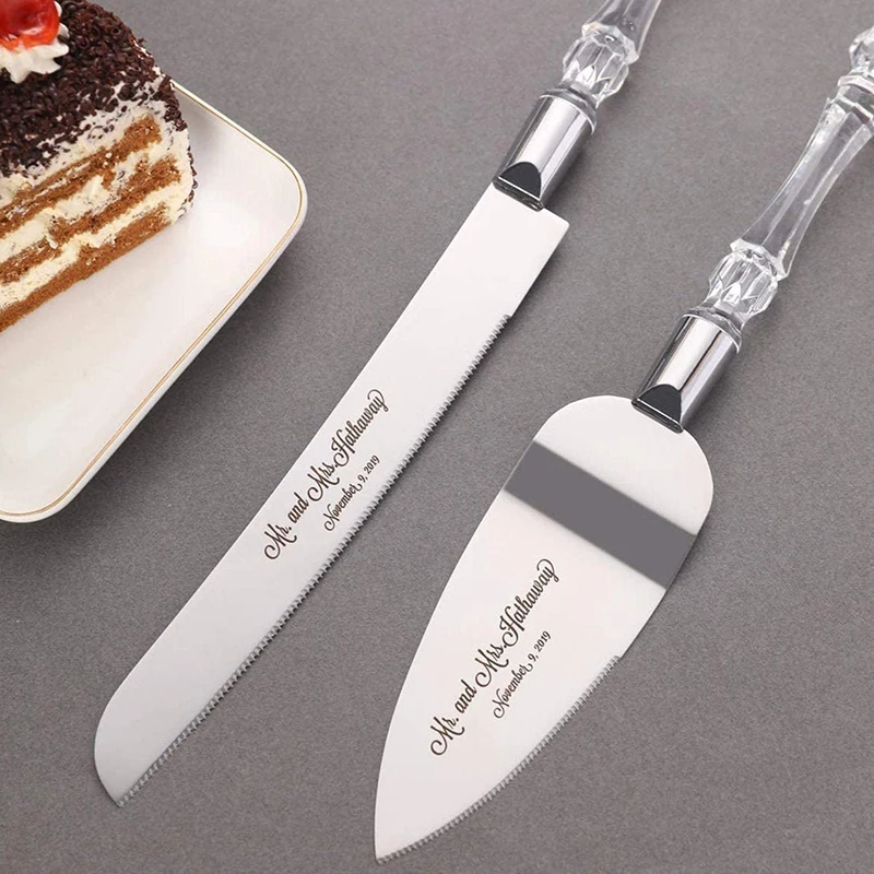 Personalized Wedding Cake Knife Custom Wedding Decoration Cake Cutter Laser Engraved Bridal Wedding Cake Server Set With Name