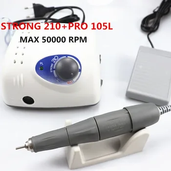 2021 New Arrival STRONG 210 PRO 105 105L Handpiece 65W 500000rpm Nail Drills Manicure Machine Pedicure Electric File Bits