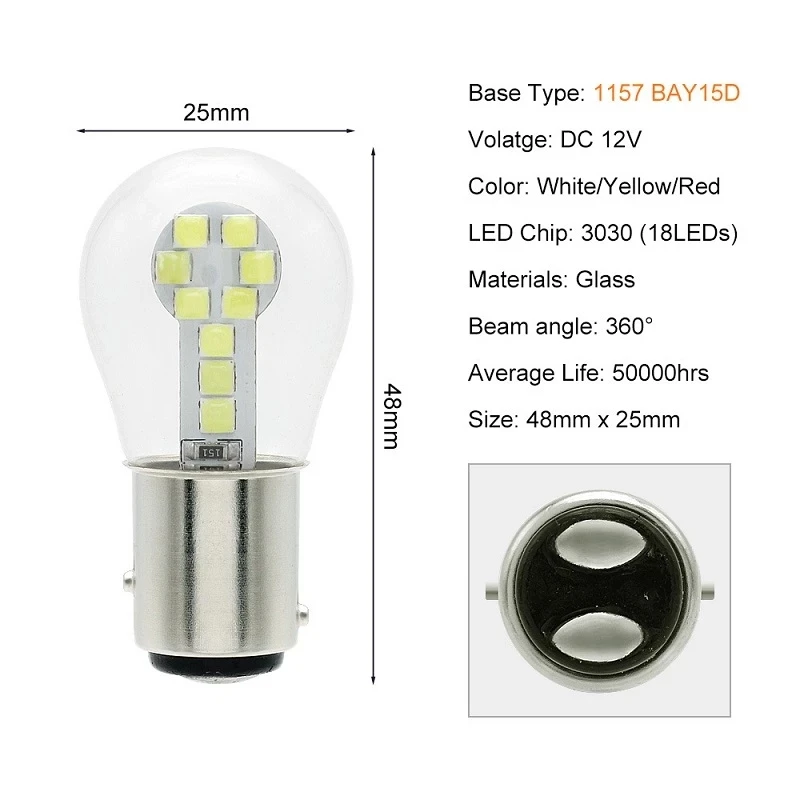 1 stks BA15S P21W 1156 Led Lamp 1157 BAY15D P21/5 W R5W R10W Auto Remlichten 18SMD 3030 Chips DRL Richtingaanwijzer Lamp Super Heldere