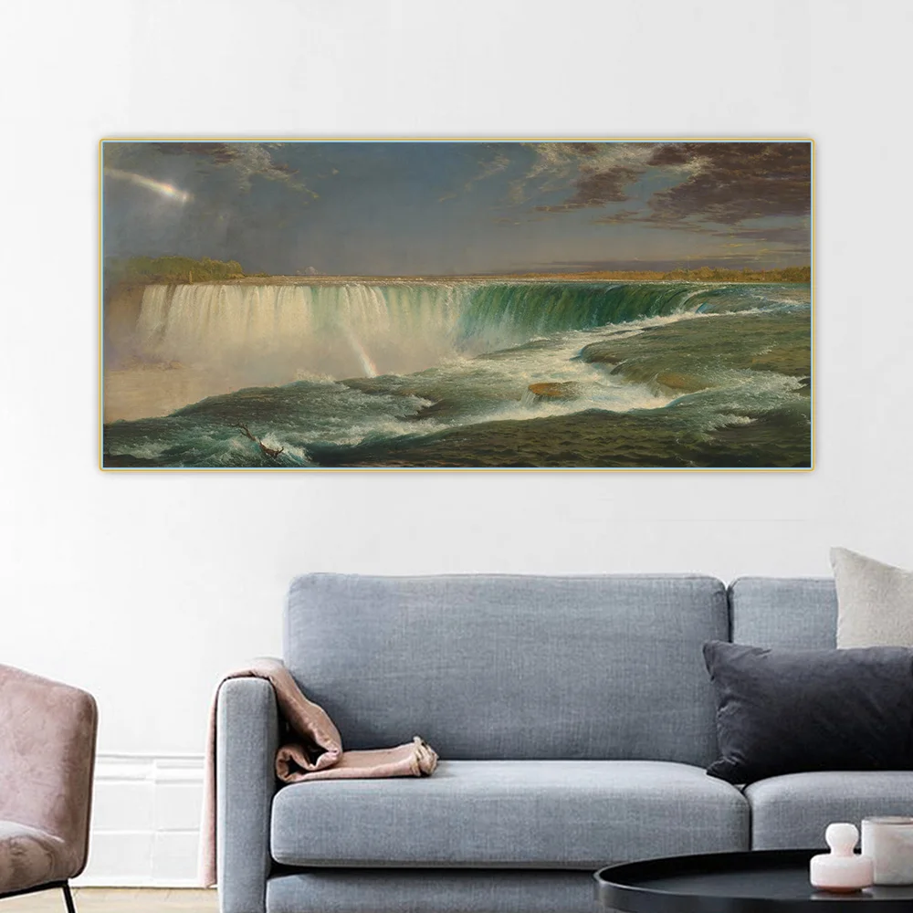 سيتون فريدريك إدوين الكنيسة 《شلالات نياجرا》 لوحة زيتية فنية قماشية عمل فني ملصق صورة خلفية جدار ديكور ديكور المنزل #4