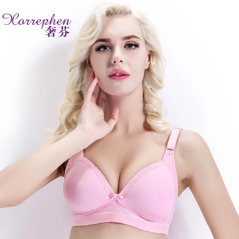 

Pregnant women underwear nursing bra without rims before the buckle to gather postpartum breastfeeding large size solid color