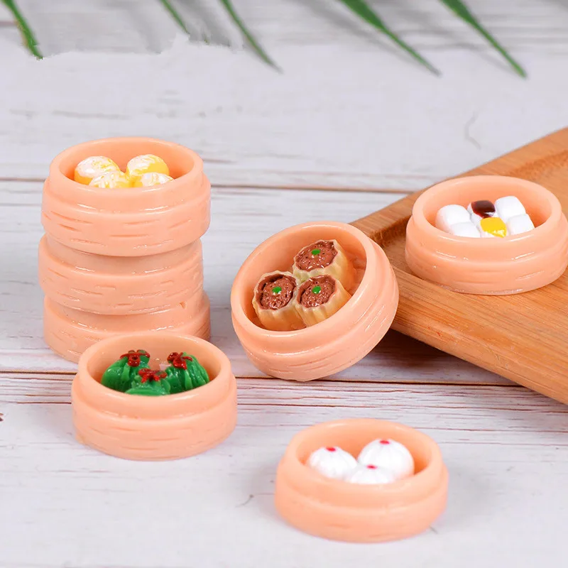 Small Landscape Food Steamed Dumpling Wheat Grain Bag Resin Small Table Food Small Crafts Resin Embellishments  Home Decore