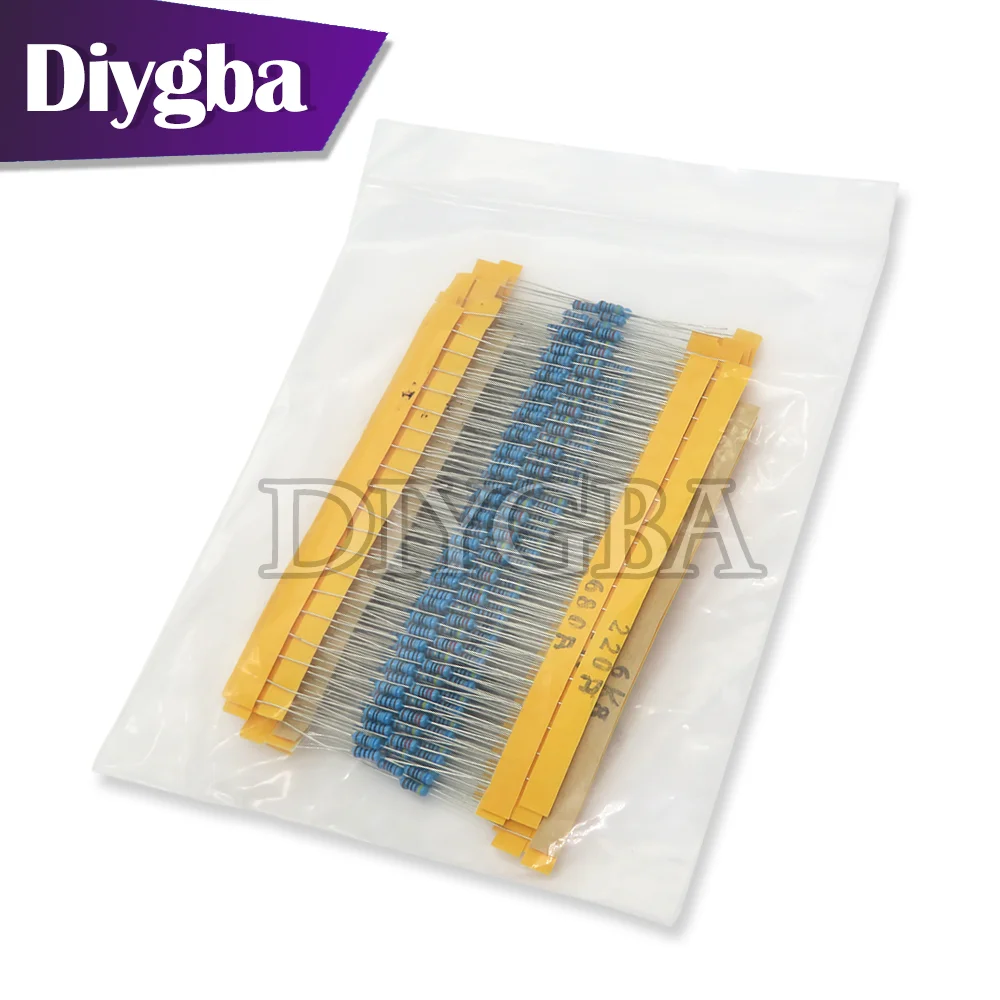 400PCS/lot 1/4W Metal Film Resistor Assortment Kit 10 ohm - 1M ohm  Resistance set 1K 10K 4.7K 470 680 ohm electronic resistors