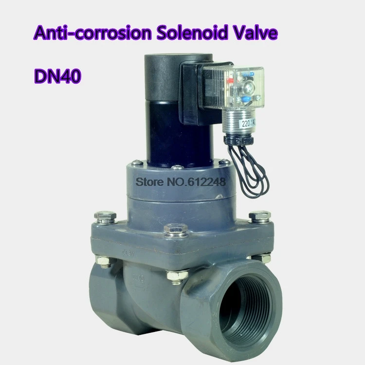 

DN32 DN40 DN50 PVC Solenoid Valve Corrosion Acid Resistance Valve DC24V AC220V