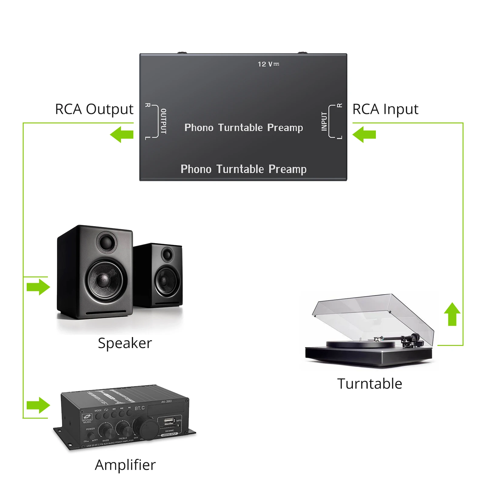 Prozor ultra-compacto phono plataforma giratória preamp com saída de entrada rca & baixo nível de ruído operar pp900 phono adaptador de conversor de pré-amplificador