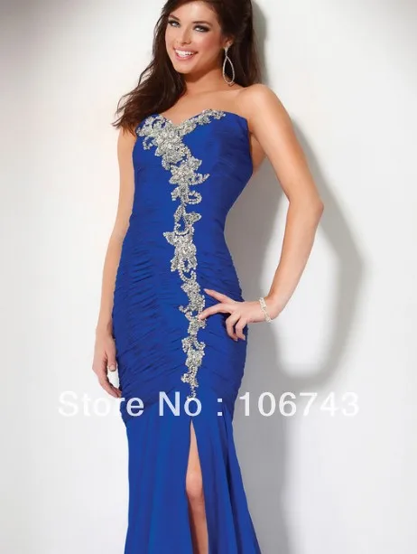 free shipping 2018 new vestido de festa Formales fishtail Elegant beaded blue girl party Graduation gown Bridesmaid dresses