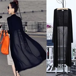 20 Spring Loose Women Cardigan Blouses Female Modal Blusas Midi Long Lady Summer Thin Sun Protection Clothing beach Shirts 1135