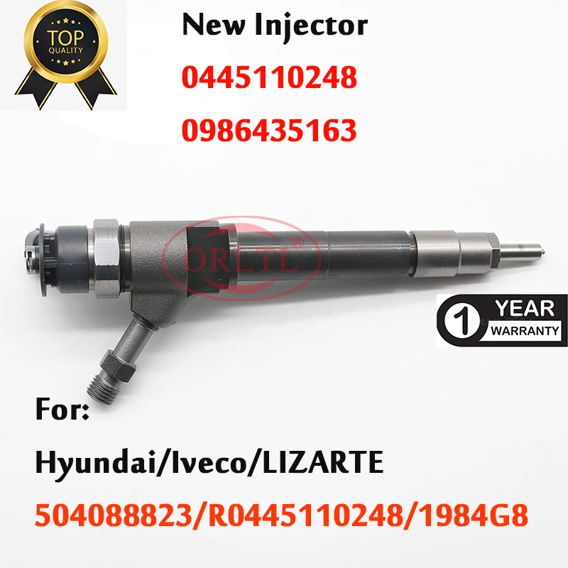 

New Injector 0445110248 Common Rail Injection Nozzle 0 445 110 248 Diesel Sprayer 0445 120 248 For Hyundai 0986435163