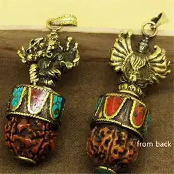 Hindu Ganesh Amulets Brass Golden Multi-hands Ganesh Pendants Tibetan Rudraksha Bodhi Pendants TBP665