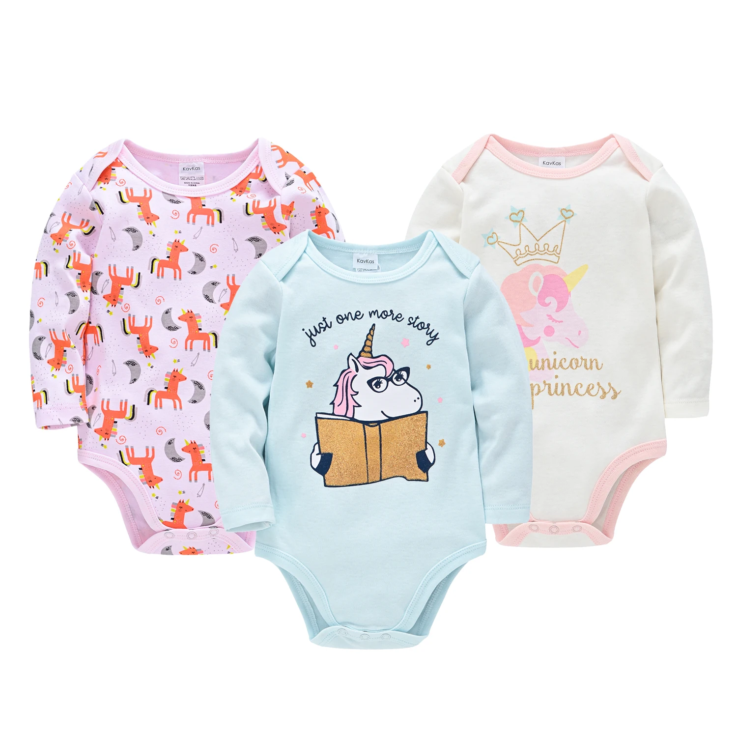 3PCS Newborn Baby Girls Bodysuit Roupas Bebe De Baby Babies Bebes Clothes Long Sleeve Cotton Printing Infant Clothing 0-24M